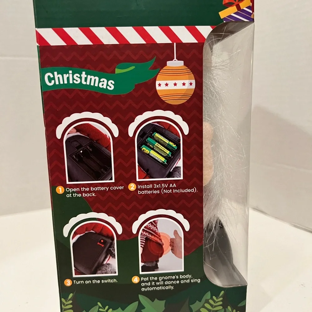 NIB Christmas Santa Singing/Dancing Battery (Not Incl.)Operated PlushToy BoxFlaw